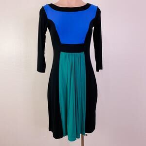OLIAN Color Block Modern Sheath Midi Sleeve Dress